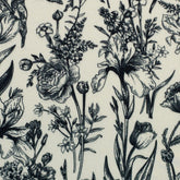 Viskosesatin Webware Stretch Blumen auf beige Jill Swafing